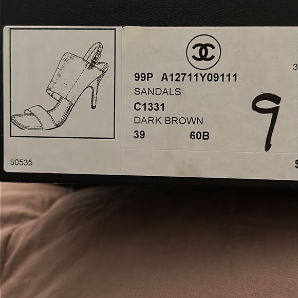 Chanel Brown and Gold Sandals. In original Box. Size 39 pre-owned - Picture 3 of 7